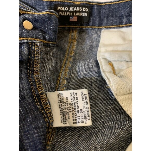 RARE Vintage RALPH LAUREN POLO Men’s Sz 30 Cell Phone Cargo Jean Shorts - Picture 2 of 9